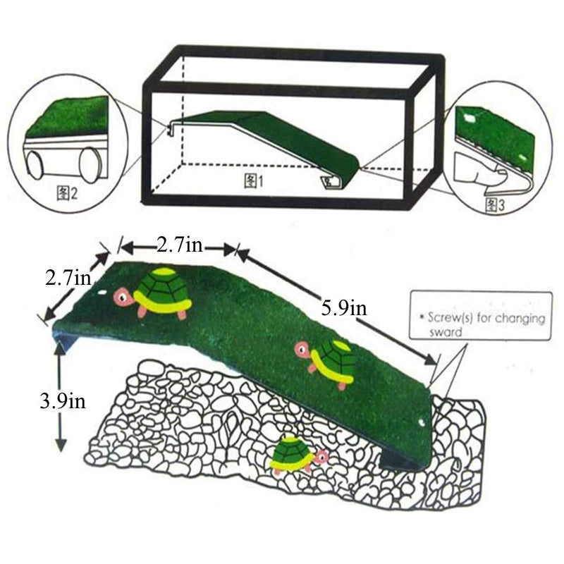 Small Turtle Basking Platform Tortoise Ramp Reptile Tank Ladder Resting Terrace (M)(8.7 x 3.9 x 2.76 inches) - PawsPlanet Australia