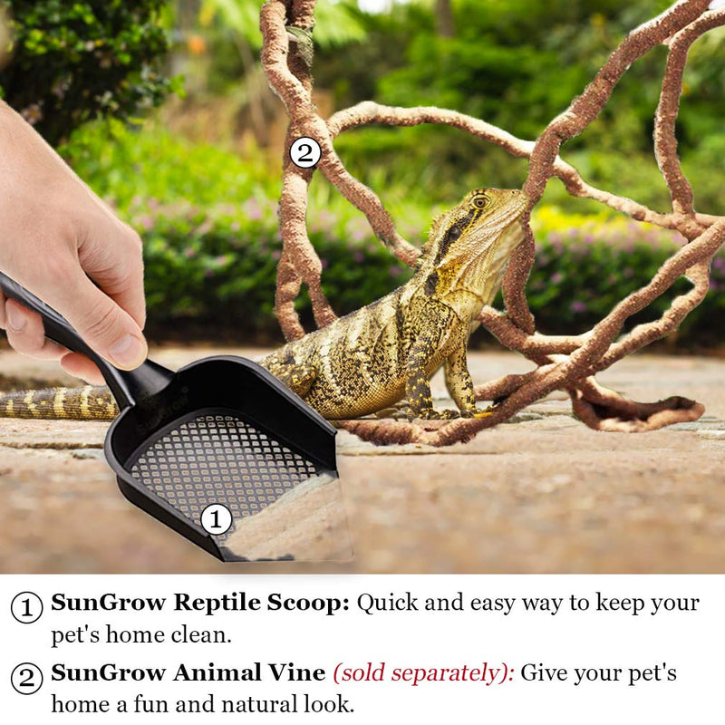 [Australia] - SunGrow Reptile Litter Scoop, 12x4 Inches, Pointed Edge, Right-Angle Designed Shovel, Deep, Anti-Scatter Sides, Prevents Infections from Manure to Pets and Humans, Easy to Clean 