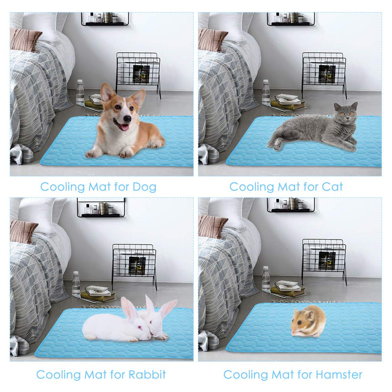 Cooling Mat for Dogs Breathable Pet Cool Pad Portable Washable Cooling Mat for Puppys Ice Silk Self for Cats, Kennels, Crates, Kennel and Beds Medium Light Blue - PawsPlanet Australia