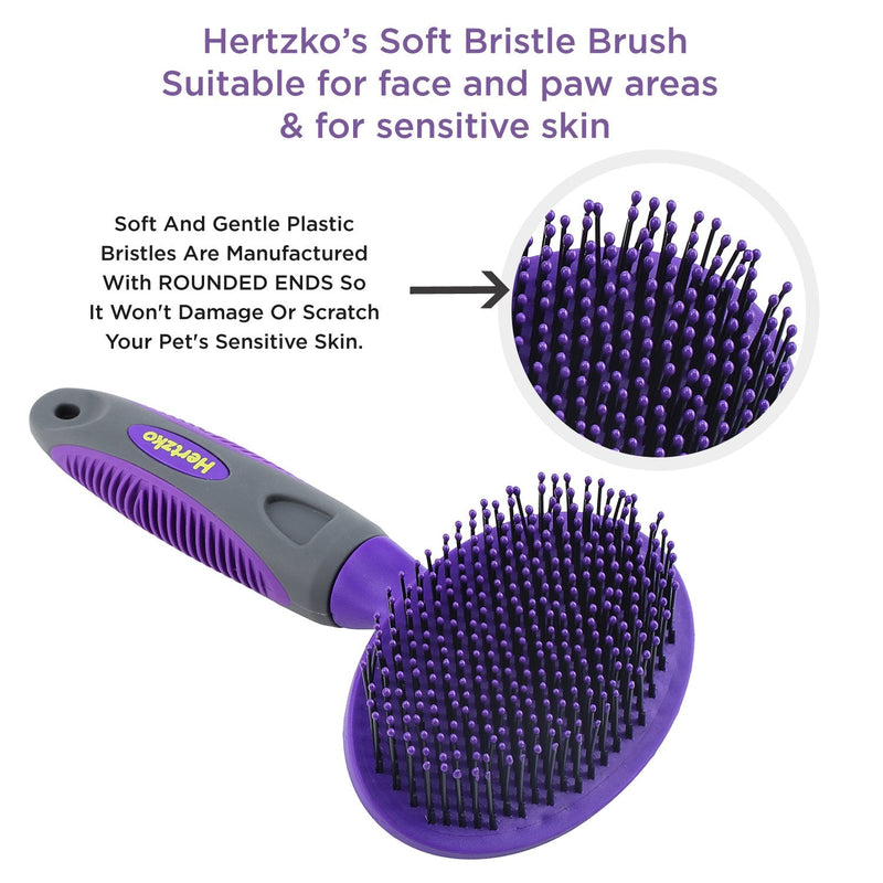 Soft Bristle Pet Brush by Hertzko - Wet Dog Brush and Cat Brush – Detangle and Remove Undercoat Hair or Fur – Best Detangling Brush for Long Haired Dogs, Cats, Poodles, Golden Doodle, & Sensitive Skin - PawsPlanet Australia