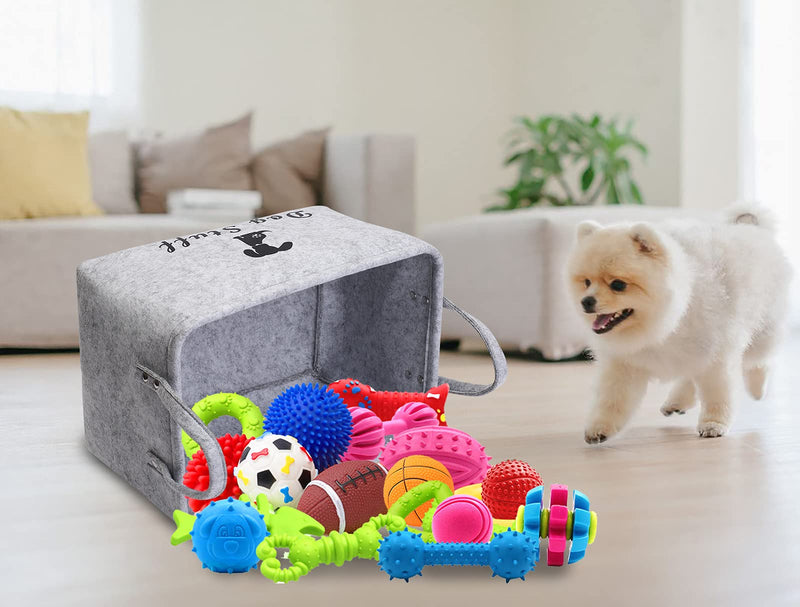 Brabtod Felt Pet Toy and Accessory Storage Bin, Basket Chest Organizer - Perfect for Organizing Pet Toys, Blankets, Nursery, Leashes and Food-Lightgray Lightgray - PawsPlanet Australia