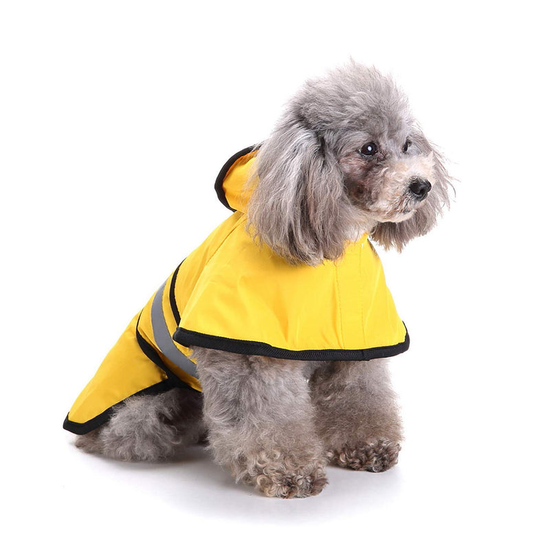 SMALLLEE_LUCKY_STORE Waterproof Dog Raincoat with Hood Pet Rain Jacket with Harness Leash Hole Reflective Band Lightweight Adjustable Slicker Poncho Rainwear for Small Medium Large Dogs,Yellow XL Yellow - PawsPlanet Australia