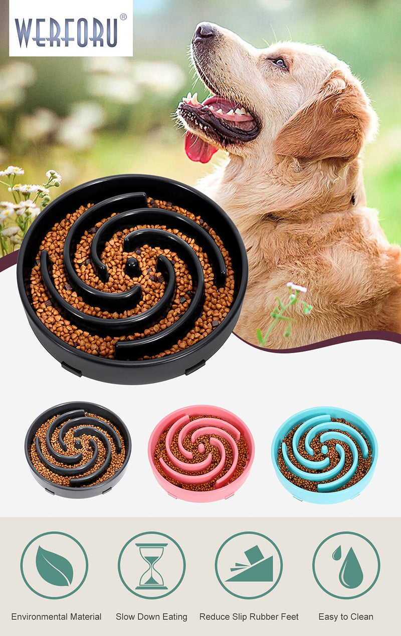 Pet Slow Feeder Dog Bowl, Slow Eating Dog Bowl Fun Puzzle Feeding Bowl Bloat Stop Dog Food Bowl Anti-vomiting Interactive Feeder Dog Maze Bowl Non Skid Black - PawsPlanet Australia