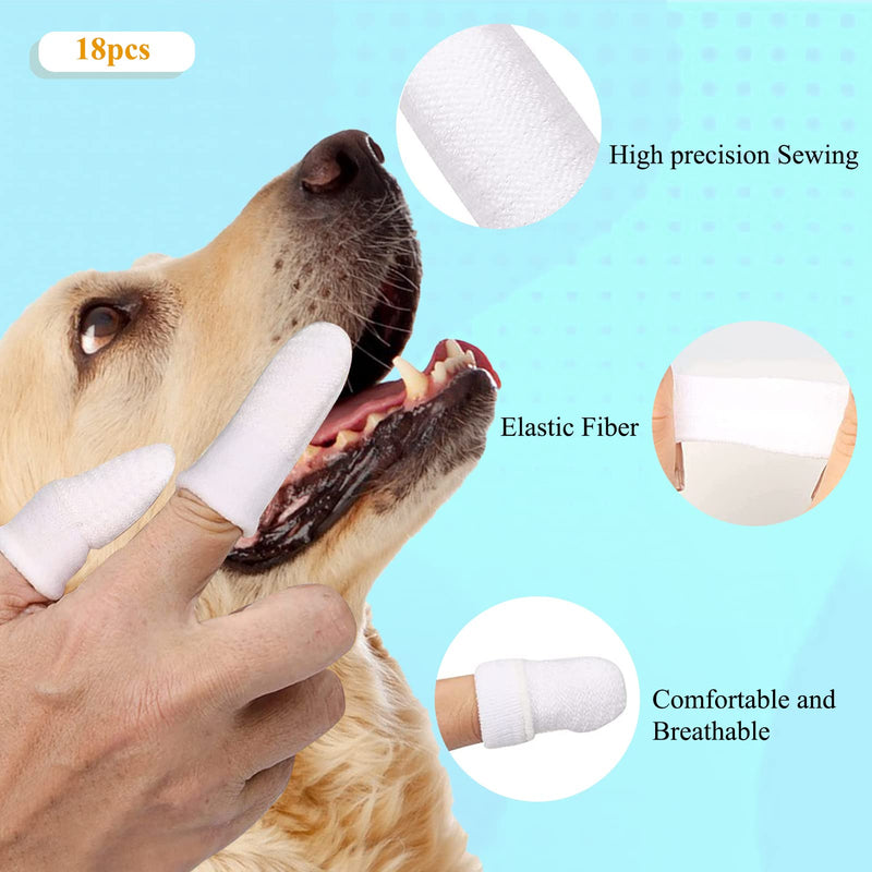Pack of 18 dog toothbrushes, finger toothbrushes, dog finger cots, dogs dental care toothbrushes finger cot, reusable pets teeth, small cats like cleaning knitted fabric toothbrush, 360° dog toothbrush - PawsPlanet Australia