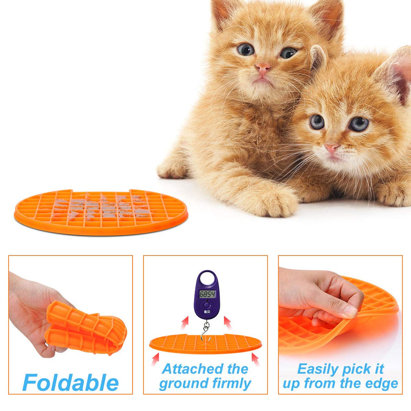 Pet Lick Mat, Songway Dog Cat Slow Feeder Pad Silicone Licking Mat Using with Serve Treats, Yogurt Or Peanut Butter, Perfect for Training, Grooming, Nail Trim, Car Travel, 2 Pack (Orange+red) Orange+red - PawsPlanet Australia