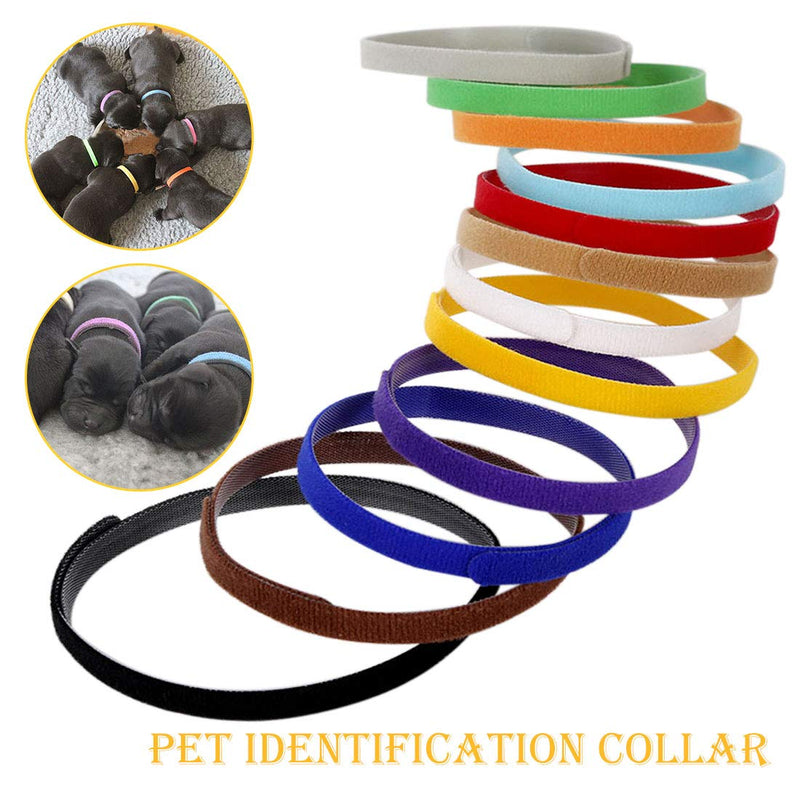 [Australia] - Floranea 12 Pcs Puppy Whelping Collars Multicolor Adjustable Double Sided Reusable Comfortable Soft Fabric ID Bands for Small Dogs Pet Cat Newborn Kittens Litter 