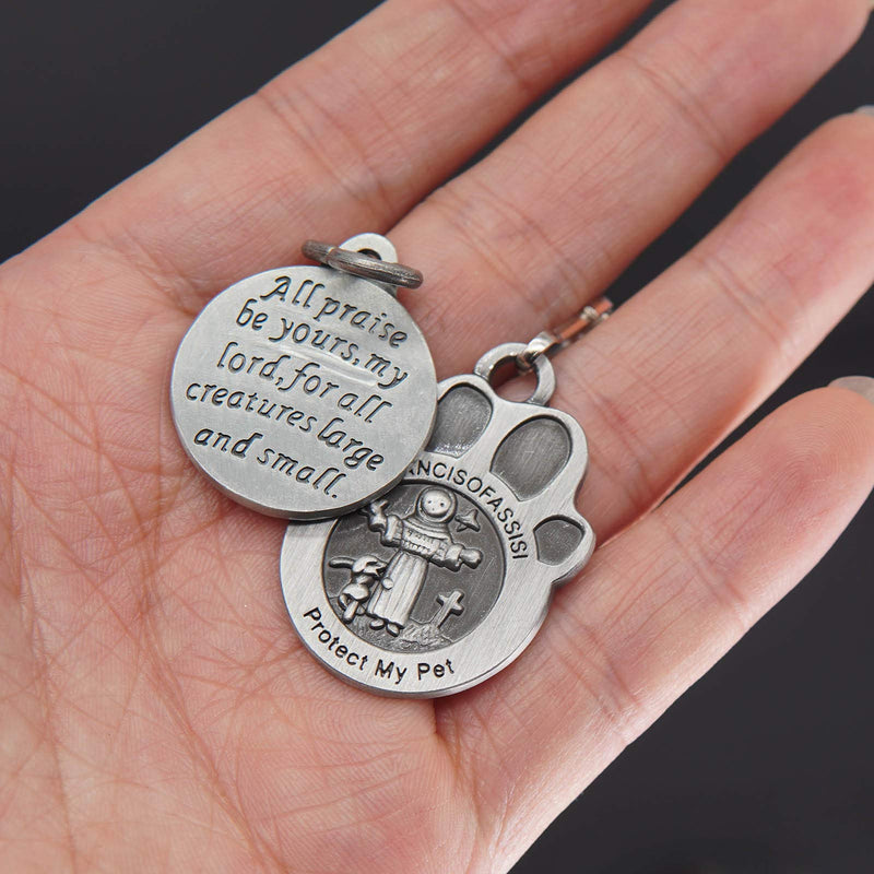 Pet Tags Engraved 2 Packs St Francis of Assisi Dogs Cats Medal Pendant Collar Charm Protect My Pet - PawsPlanet Australia