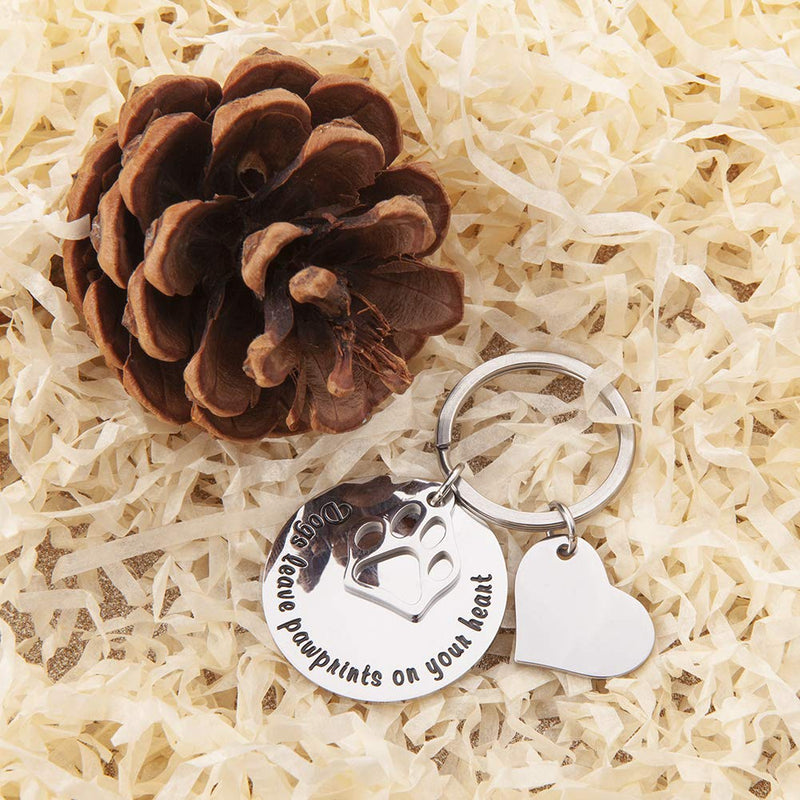 [Australia] - Pet Memorial Keychain for Dog Loss of Pet Gift Dogs Leave Paw Prints on Your Heart Pet Remembrance Sympathy Keepsake Grief Personalized Dog Keyring Gifts for Him Her Animal Lover Gift 