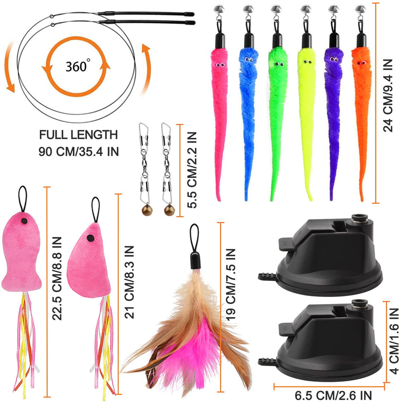 winbarry Interactive cat toy, cat toy, self-occupation cat toy with suction cup, 13 pieces cat rod with feathers, 2 interactive modes, cat toy - PawsPlanet Australia