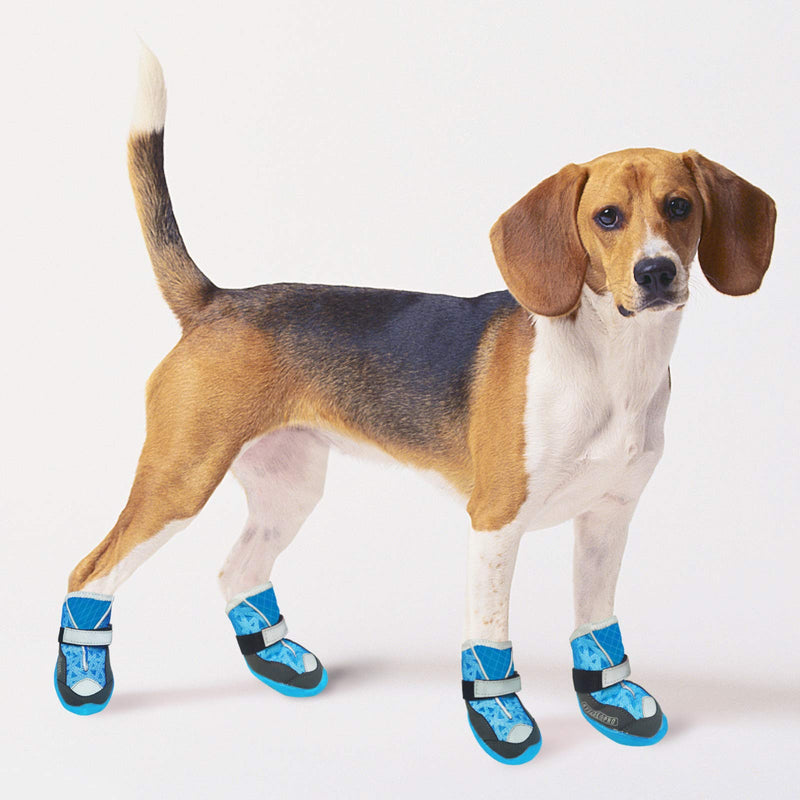 kyeese 4Pcs Dog Shoes Waterproof Anti-Slip Bottom Dogs Boots Blue with Reflective Straps Adjustable Small (Width 2.25") - PawsPlanet Australia