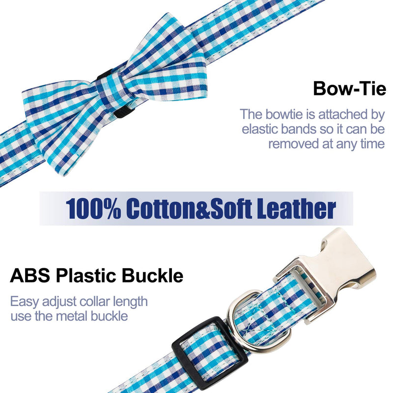 [Australia] - HAOPINSH Dog Bow Tie, Bow Tie Collar for Dogs Buckle Light Dog Plaid Bow tie Collar for Dogs Cats Pets Soft Comfortable,Adjustable Small Blue 