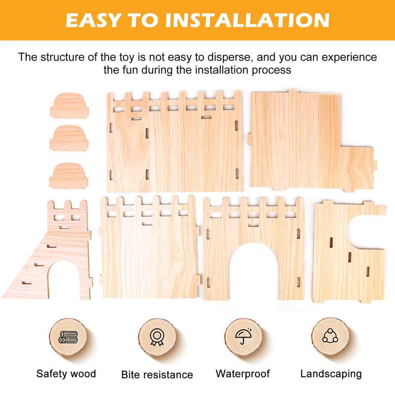 SUNOYA Toys for Hamsters Made of Wood - Pack of 6 DIY Hamster Toys - Hamster Hideout House Bridge Seesaw Swing Training Toy, Hamster Accessories for the Cage for Gerbils Rats Dwarf Hamsters - PawsPlanet Australia