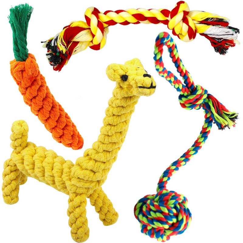 Decyam Dog Toy Dog Chew Toy Ropes, Puppy Cotton Rope Toy for Small Dogs, Interactive Dog Toy for Boredom (4 Pack) 4 Pack - PawsPlanet Australia