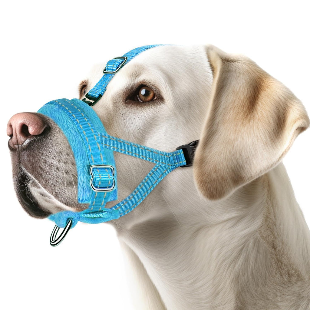 Eyein Muzzle for Small Dogs, Adjustable Reflective Nylon Dog Muzzle with Connecting Strap, Dogs Can Pant and Drink, Prevents Biting, Barking and Chewing (Blue, S) Blue - PawsPlanet Australia