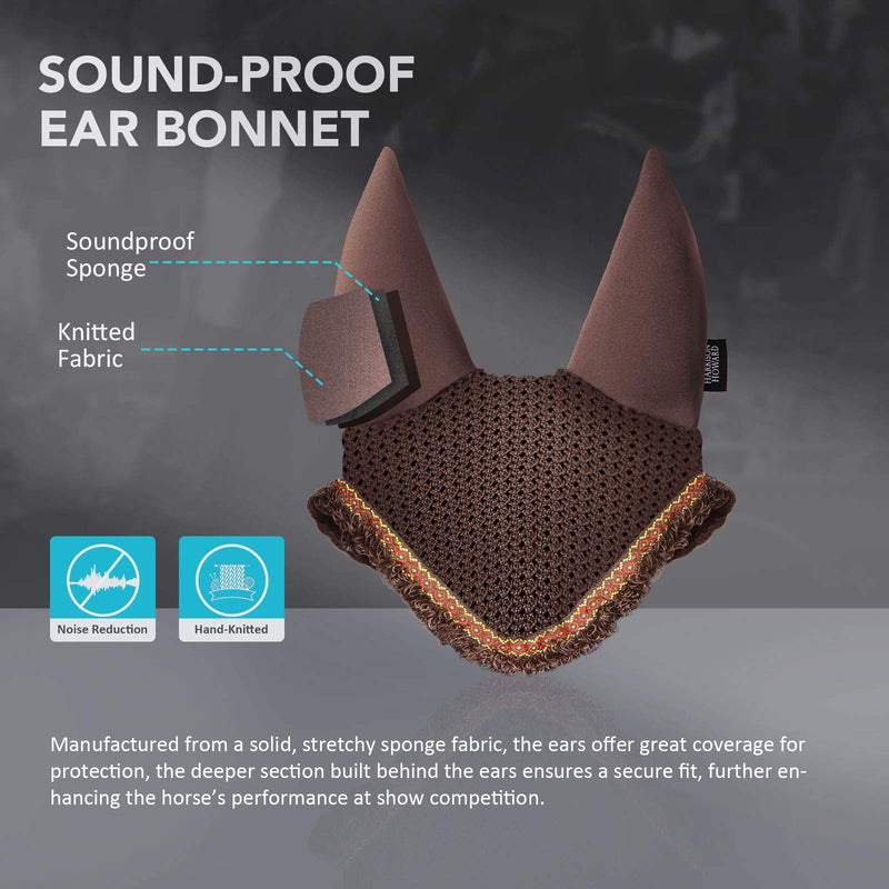 Harrison Howard Soundproof Fly Veil with Vista Fringe-Brown Brown Cob (Medium) - PawsPlanet Australia