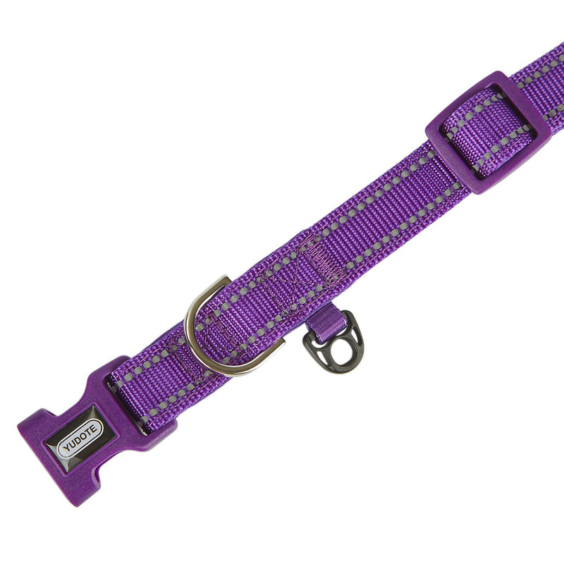 YUDOTE Dog Collar Medium Strong Reflective Nylon Webbing with Soft Comfy Neoprene Padded Linning for Medium Dogs Daily Use,Vibrant Purple M: adjustable 33-48cm; 2.0cm Wide Vibrant Purple - PawsPlanet Australia