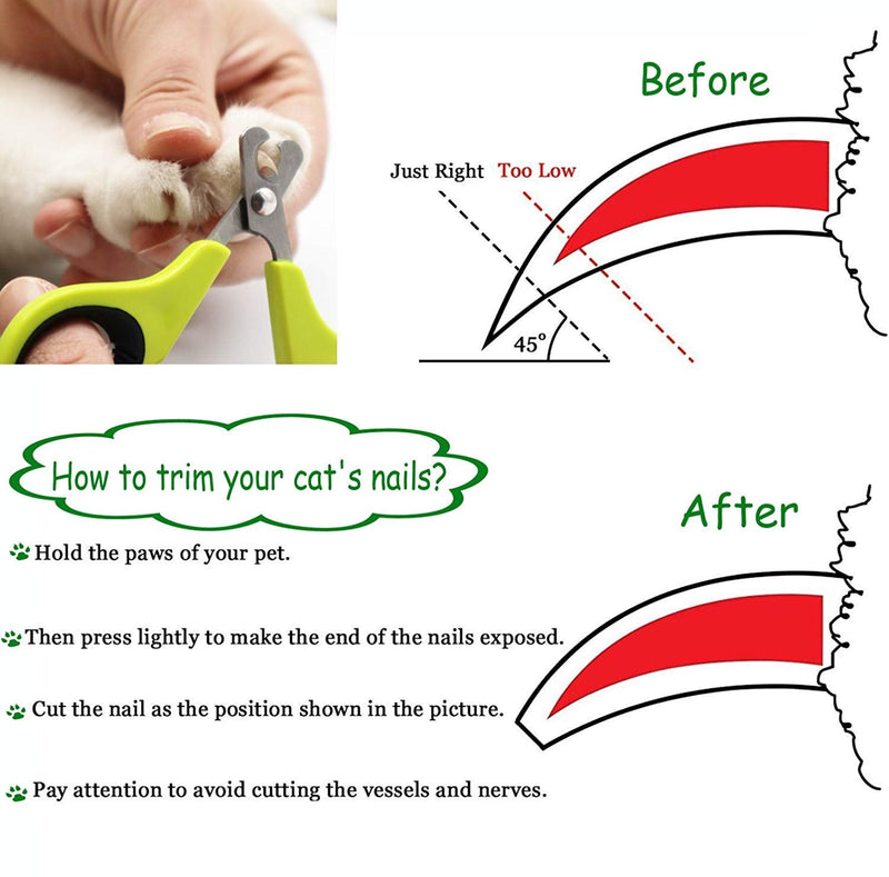 OneCut Pet Nail Clippers, Update Version Cat & Kitten Claw Nail Clippers for Trimming, Professional Pet Nail Clippers Best for a Cat, Puppy, Kitten & Small Dog (Green) Green - PawsPlanet Australia