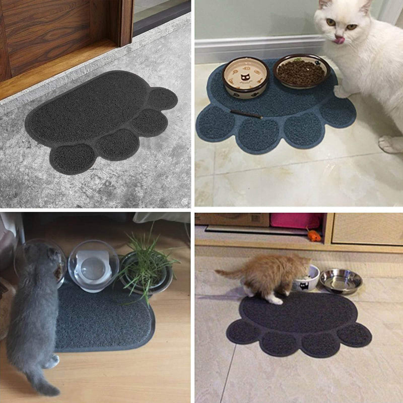 ExeQianming Pet Feeding Mat, Non Slip Waterproof Bowl Mat for Dog and Cat, 30 * 37cm(11.8 * 14.6inch), Grey - PawsPlanet Australia