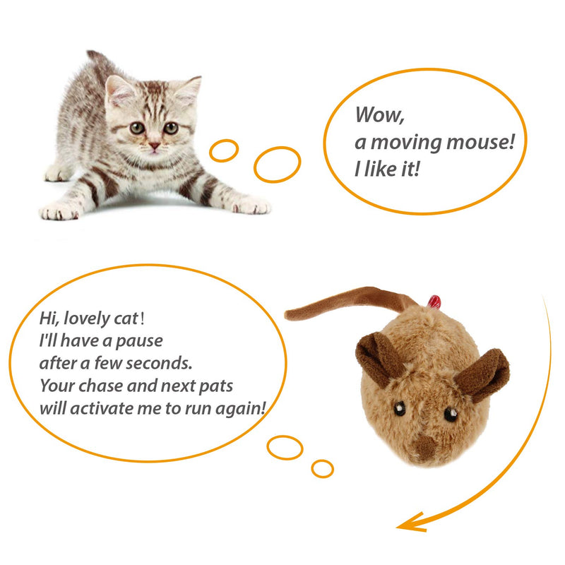 [Australia] - Gigwi Squeaking Cat Toy Mouse Electronic Moving Cat Toy, Automatic Mice Cat Toy with Furry Tail, Interactive Squeaky Mouse for Cats Indoor/Outdoor Exercise Brown 