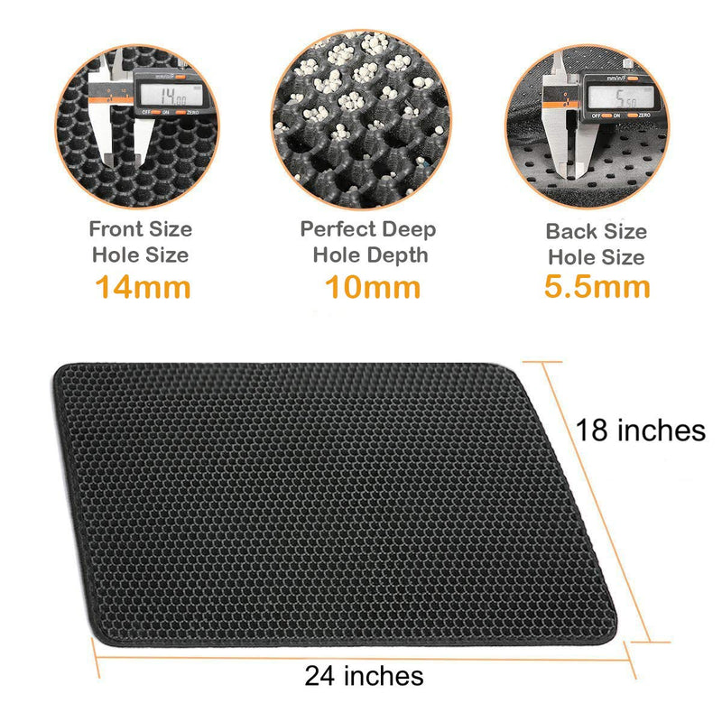 [Australia] - Topcovos Covos Cat Litter Mat, Double Layer Honeycomb Waterproof Urineproof Size24 x18 Inch Washable Litter Trapping Mat for Litter Boxes Easy Clean Phthalate-Free EVA Kitty Litter Mat Grey 