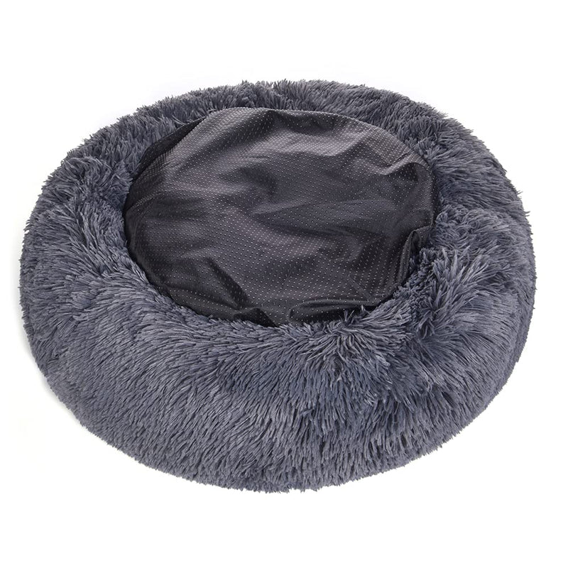 ZHEBU Washable Dog Bed for Crate, Calming Donut Dog Bed That Likes mom Fur, Round Dog Bed Grey, Fluffy Anti Anxiety Dog Bed for Medium and Large Dogs M(28"x28") Dark grey - PawsPlanet Australia