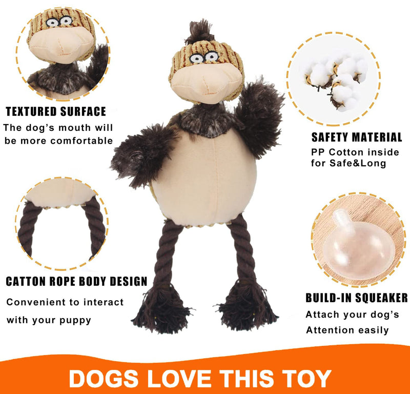HUGEME Puppy Toys, Dog Toys for Small Dogs 2 Pack, Dog Rope Toys with Ball, Squeaky Dog Toys with Rope, Puppy Teething Chew Toys, Interactive Dog Toys for Medium Dogs Bull & Bird - PawsPlanet Australia