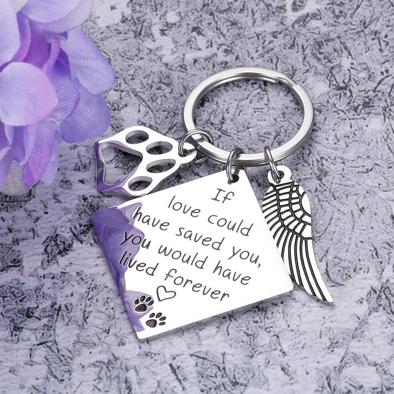 Pet Memorial Gift Keychain for Loss of Pet Dogs Cats Sympathy Gift for Friend Family Boss Remembrance Keyring Jewelry for Women Men Loved If Love Could Have Saved You Would Have Lived Forever - PawsPlanet Australia