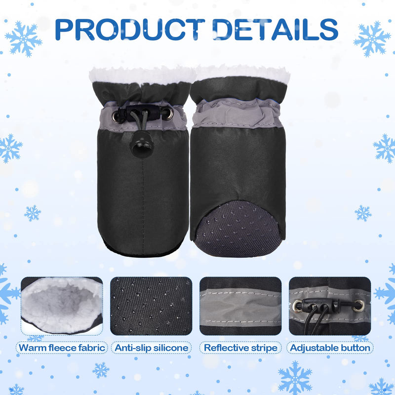 4 Sets 16 Pieces Waterproof Dog Shoes Dog Snow Boots Dog Paw Protectors Dog Winter Boots Anti-Slip Dog Sock Shoes with Adjustable Drawstring for Dogs Pets Medium - PawsPlanet Australia