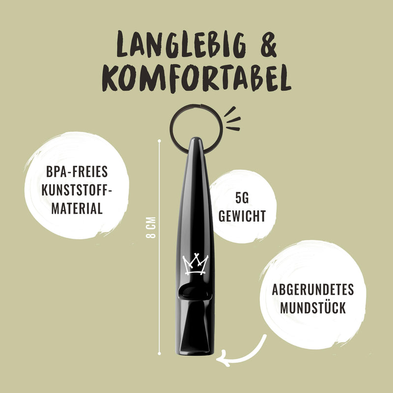 Rudelkönig dog whistle for recall - professional training whistle with standardized frequency and whistle band - ideal for dog training black - PawsPlanet Australia