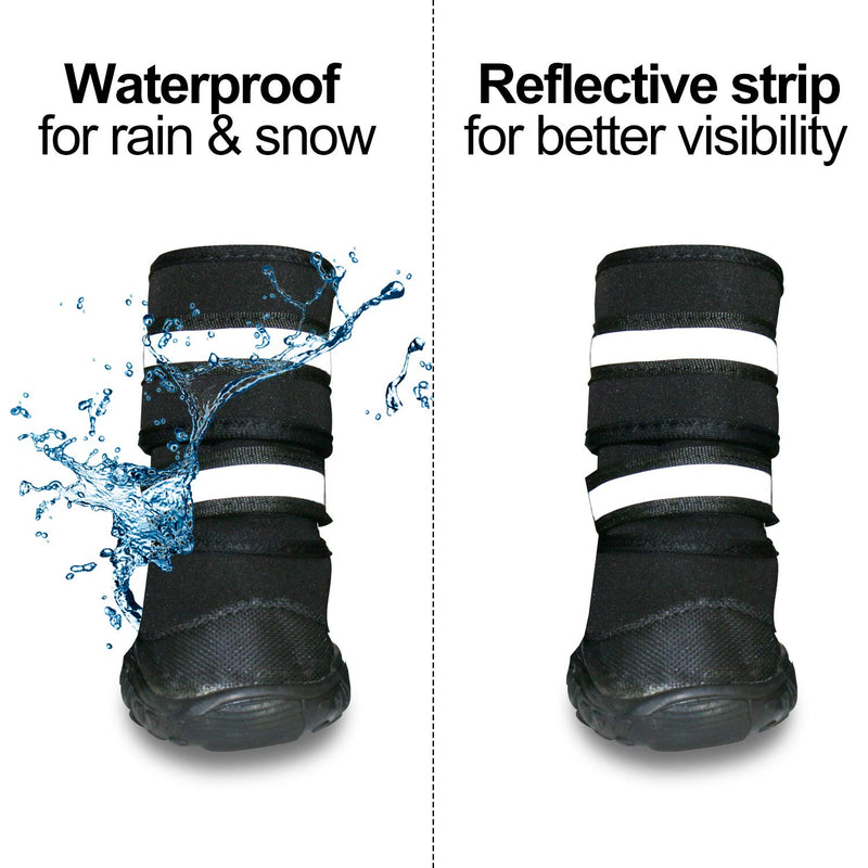 [Australia] - Hellopet Dog Boots Waterproof Shoes for Medium Large Dogs,Winter Water Resistant Dog Boots Nonslip Rubber Sole for Snow Rain XS Black 