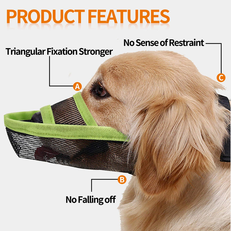 TANDD Dog Muzzle for Small Medium Large Dogs, Air Mesh Breathable and Drinkable Pet Muzzle for Anti-Biting Anti-Barking Licking XS Green - PawsPlanet Australia