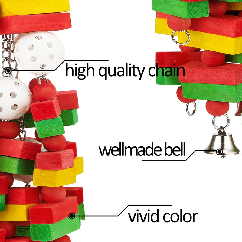 [Australia] - MEWTOGO Bird Block Toys with Bells for Medium Parrots and Birds Like Amazon,African Grey and Cockatoos multicolor-Apple 