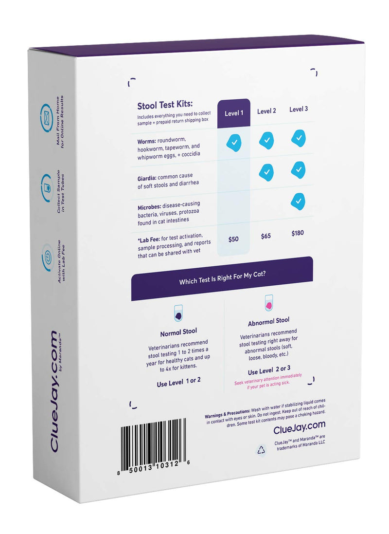 [Australia] - ClueJay Cat Stool (Fecal) Test I Collect & Mail from Home I Lab Fee Not Included I 3 Levels to Choose from Level 1 