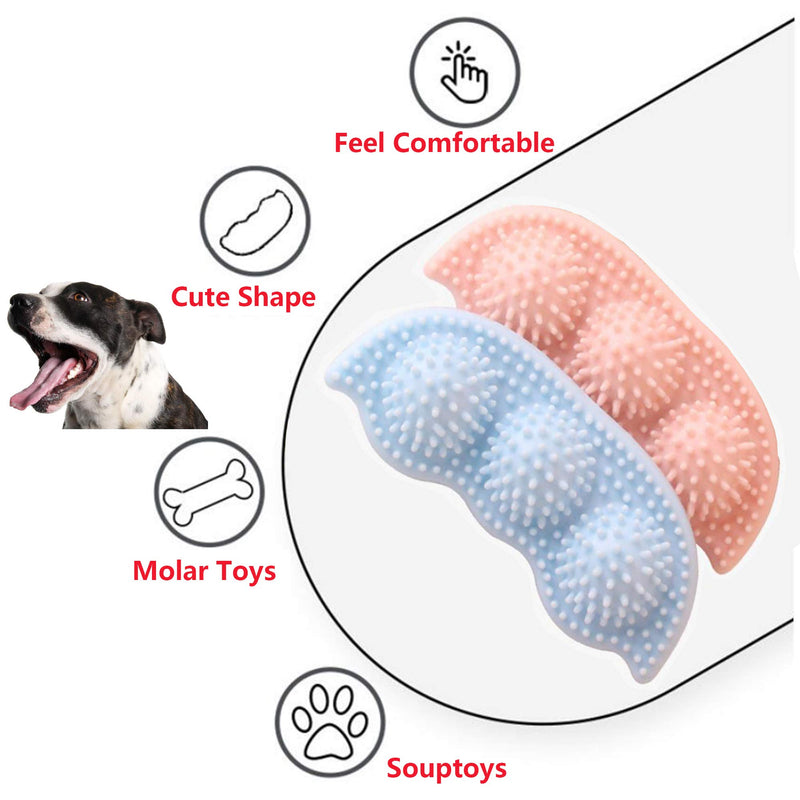 2 Pcs Puppy Toys Puppy Teething Chew Toys 2-7 Months Puppy Teething Toys for Teething Small Dogs Dog Toothbrush Toy pink and blue - PawsPlanet Australia