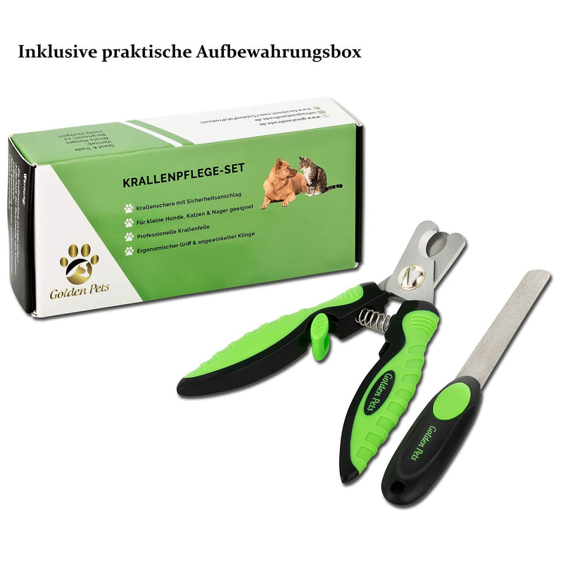 Golden Pets professional claw scissors + file I unique 45 degree cutting head I claw pliers with safety stop I claw cutter + claw file + instructions for safe cutting - PawsPlanet Australia