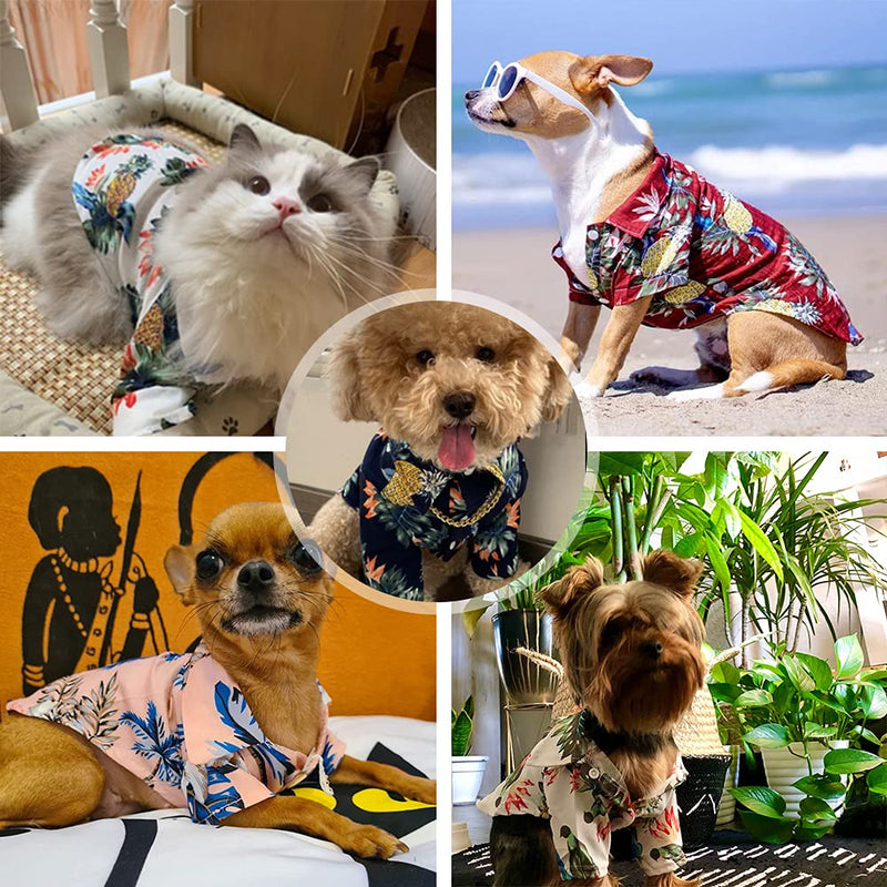 DaFuEn 4-Pack Hawaiian Dog Shirt - Summer Sweatshirts pet Shirt - Cool, Breathable Dog Clothes -Small Medium Large-Sized boy Girl pet Clothes (X-Small) X-Small - PawsPlanet Australia
