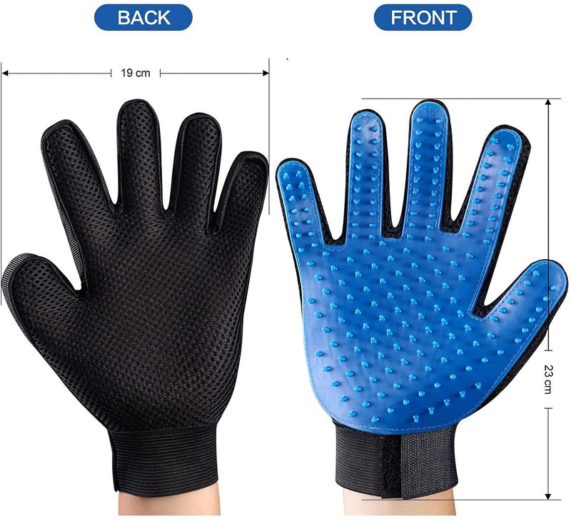 2-in-1 Pet Glove: Grooming Tool + Furniture Pet Hair Remover Mitt - For Cat & Dog - Long & Short Fur - Gentle Deshedding Brush - Rubber Tips for Massage - Soft Groomer Mitt - Your Pet Will Love 1Pcs Blue - PawsPlanet Australia