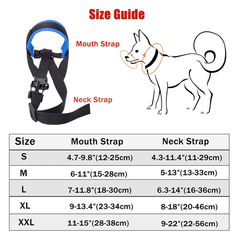 ILEPARK fabric muzzle to stop dogs from biting, barking and chewing, adjustable neck, breathable (XL, blue) XL blue - PawsPlanet Australia