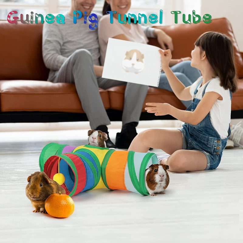 HYLYUN Guinea Pig Tunnels & Tubes Collapsible, 3 Way Tunnels Hides Toys, Portable Small Animal Hideout Hideaway Pet Toys Tunnel for Guinea Pig Chinchilla Ferret Hamster Rat - PawsPlanet Australia