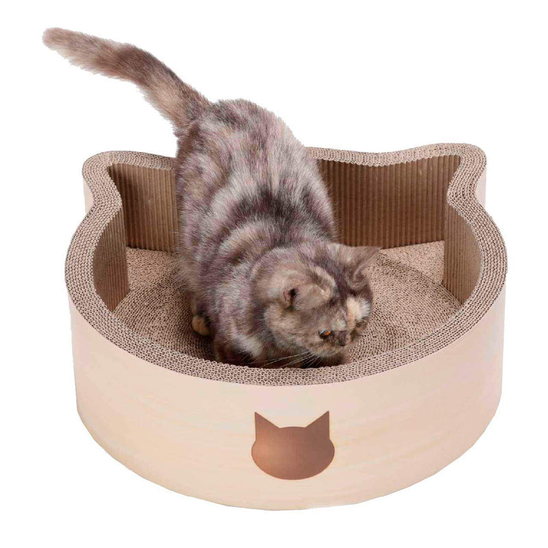 Necoichi Cat-headed Scratcher Bed Large, Birch, 1.55 kg - PawsPlanet Australia