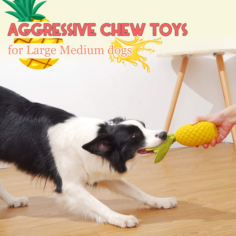 Rmolitty Dog Toys, Interactive Dog Chew Toys for Aggressive Chewers, Pineapple Super Durable Rubber Squeaky Toys for Large Medium Dogs (pineapple) - PawsPlanet Australia