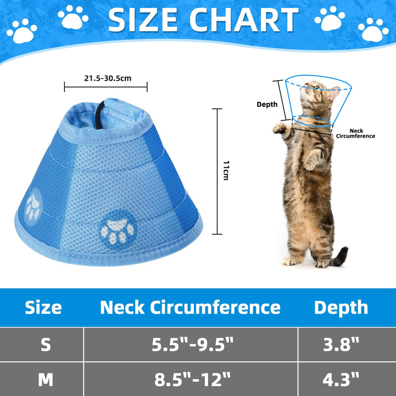 Cat Neck Brace, Adjustable Neck Brace Cat Collar for Protective Collar Wound Recovery, Recovery Collar Soft Collar Cone After Surgery, Prevent Wound Leakage - (Blue, M) - PawsPlanet Australia