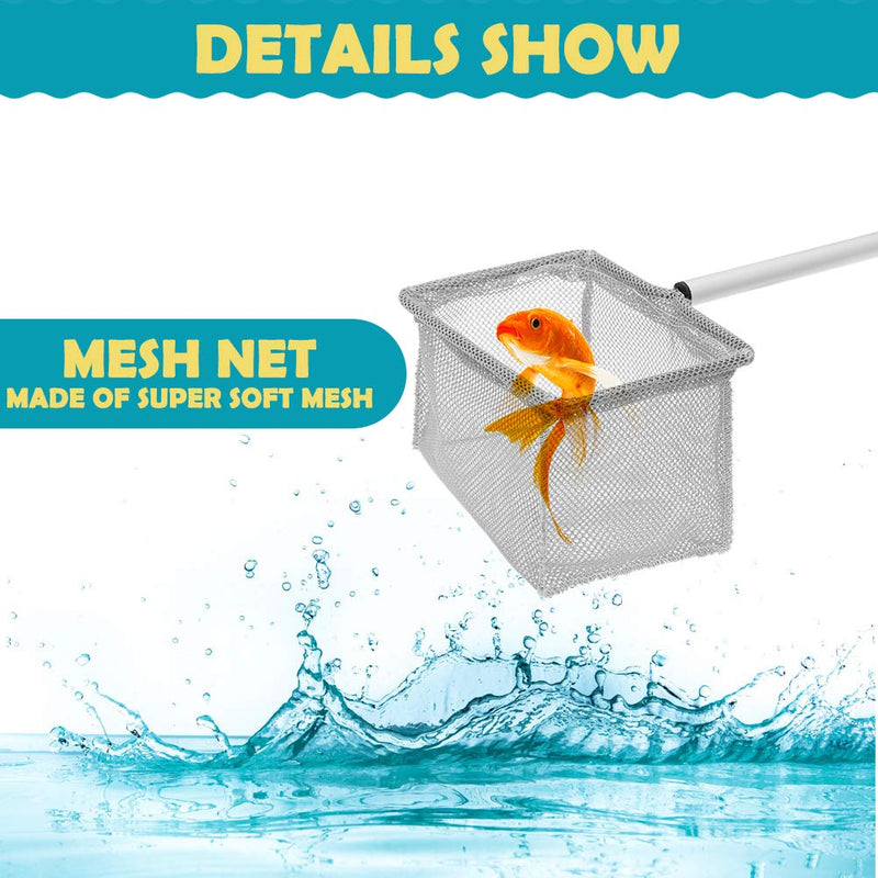 PAWCHIE Aquarium Net Long Handle - Fine Mesh Fish Tank Net Rust-Proof with Extendable 16.5" to 25.5" Aluminum Alloy Handle - PawsPlanet Australia