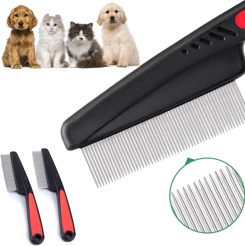 2-piece flea comb for cats, flea comb, flea comb for dogs, lice comb, flea comb, cat comb, pet comb, professional flea comb, stainless steel lice comb, dust comb for cats and dogs - PawsPlanet Australia