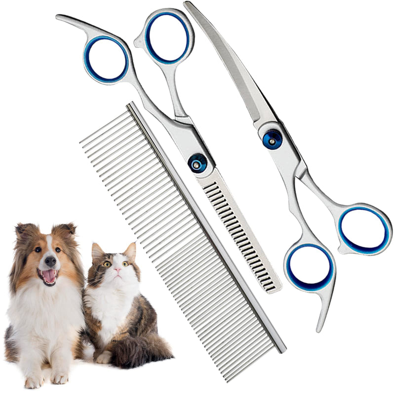 BDSHUNBF 3 pieces dog scissors, curved scissors, dog scissors, fur scissors for dogs, cats, fur scissors for dogs for pet hair, grooming for dogs and cats - PawsPlanet Australia