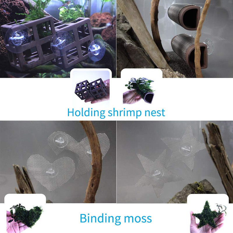 [Australia] - Pawfly 20 Pack Suction Cups with 40 Pieces Adjustable Zip Ties for Aquarium Fish Tank Binding Moss Shrimp Dodging Nest 