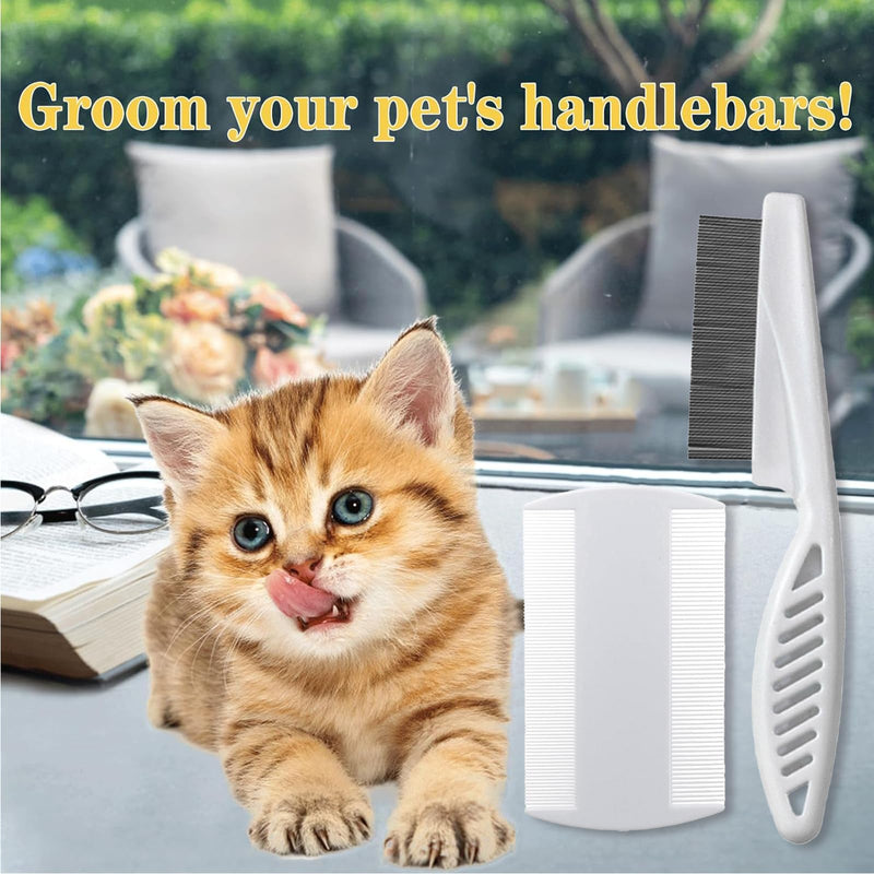 Mezrkuwr® Pack of 2 Fine Tooth Combs for Pets, Cat Dog Flea Comb Pet Comb Lice Comb Professional Dust Comb Flea Flea Comb Lice Combs Tear Stain Remover (White) - PawsPlanet Australia