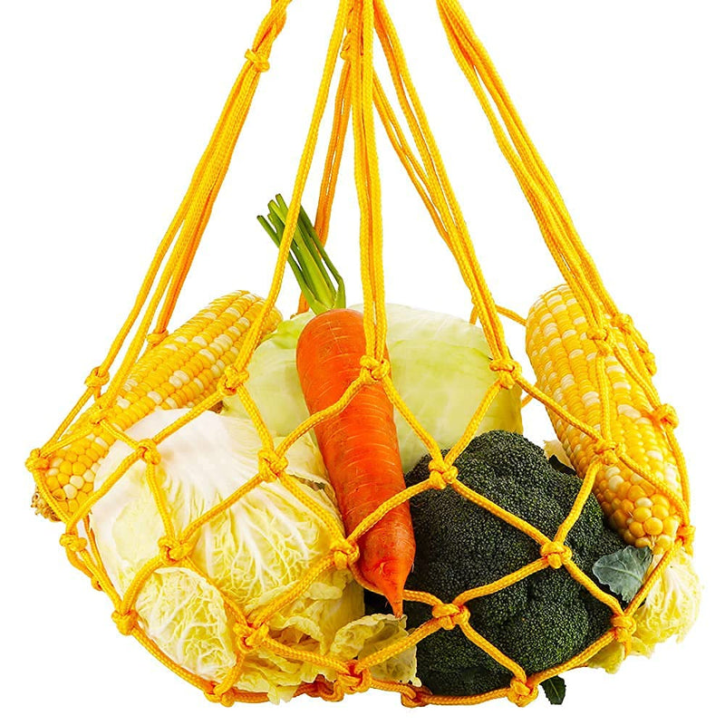 2 Pcs Chicken Vegetable String Bag, Fruit Holder with S Hook for Hens Large Bird Chicken Coop Farm Accessory (Yellow and Black) - PawsPlanet Australia