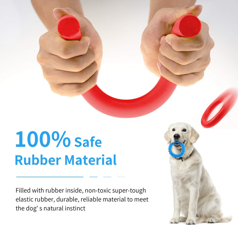Odibess 2 Pack Dog Chewing Ring Toys, Molar Toy Soft Durable Rubber Ring, Deep Cleaning Ring for Teeth, Chewing Biting Chasing Training Pet Ring Toys for Medium and Breed Dog Puppy (blue&red) blue&red - PawsPlanet Australia