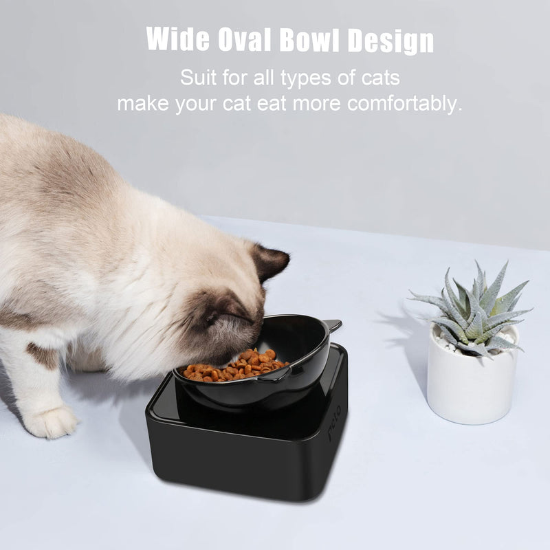 Peto Cat Dog Bowl Raised Cat Food Water Bowl with Detachable Elevated Stand Pet Feeder Bowl No-Spill, 0-30°Adjustable Tilted Pet Bowl Stress-Free Suit for Cat Dog (White) (Black) Black - PawsPlanet Australia